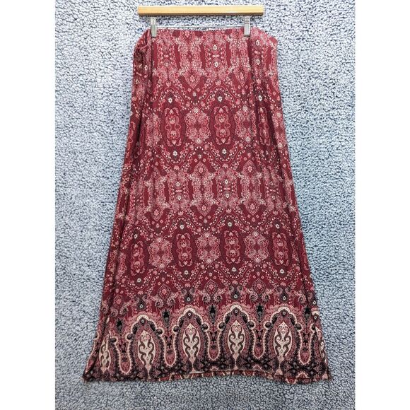 Style & Co. Paisley Boho Maxi Skirt Size XXL Pull On Elastic Waist Western Red - Picture 2 of 10